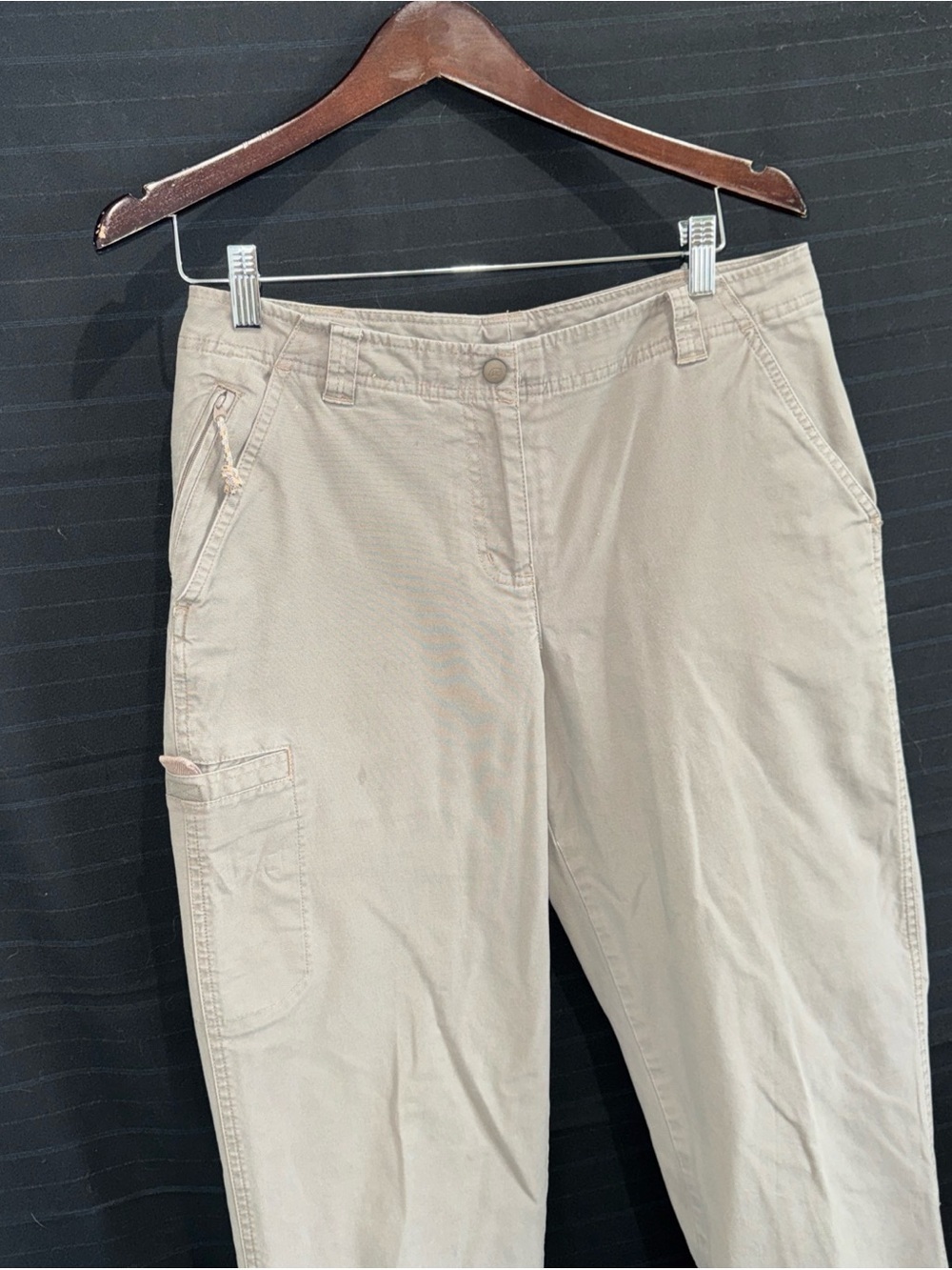 LL Bean Pants Womens 12 Reg Beige Flannel Lined Classic Fit Chino Straight Leg - Picture 3 of 14